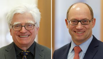 Bisheriger EUROIMMUN-Vorstandsvorsitzender Prof. Dr. Winfried Stöcker und sein Nachfolger Dr. Wolfgang Schlumberger